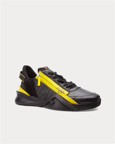 fendi low top sneakers black|Fendi black leather sneakers.